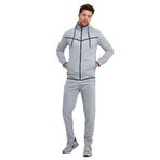Slazenger ORKA IN Erkek Fermuarlı Kapüşonlu Cepli Gri Eşofman Takımı
