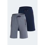 Slazenger Osaku 2 Li Set Erkek Şort - Lacivert - Koyu Gri