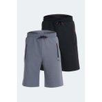 Slazenger Osaku 2 Li Set Erkek Şort - M - Siyah - Koyu Gri
