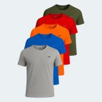 Slazenger Oswın 5 Li Set Erkek Tişört - Gri - Haki - Kırmızı - Saks Mavisi