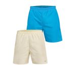 Slazenger RABI 2 li Set Erkek Cepli Deniz Şortu Saks Mavi - Sarı Mayo