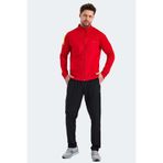 Slazenger RARELY Erkek Fermuarlı Dik Yaka Cepli Kırmızı Eşofman Takımı