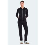 Slazenger REFER Kadın Fermuarlı Dik Yaka Cepli Siyah Eşofman Takımı