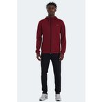 Slazenger RICH Erkek Fermuarlı Kapüşonlu Cepli Bordo Eşofman Takımı