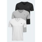 Slazenger Rıvaldo 3 Lü Set Erkek Tişört - Beyaz - Gri - Siyah