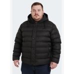 Slazenger SALINE IN Büyük Beden Erkek Kapüşonlu Şişme Siyah Mont & Kaban