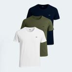 Slazenger Sander Ktn 3 Lü Set Erkek Tişört - Beyaz - Lacivert - Haki - 2XL