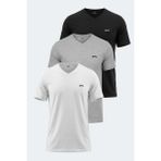 Slazenger Sargon 3 Lü Set Erkek Beyaz - Siyah - Lacivert Tişört - Beyaz - Gri - Siyah