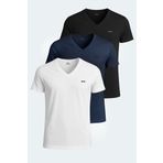 Slazenger SARGON 3 lü Set Erkek Tişört Beyaz - Siyah - Lacivert