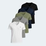 Slazenger Sargon 5 Li Set Erkek Tişört - Beyaz - Siyah - Lacivert - Haki
