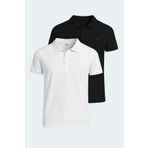 Slazenger SOHO 2 li Set Erkek Tişört Beyaz - Siyah