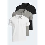 Slazenger Soho 3 Lü Set Erkek Beyaz - Gri - Lacivert Tişört - Beyaz - Gri - Siyah