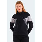 Slazenger VICTORY Kadın Fermuarlı Dik Yaka Cepli Siyah Sweatshirt