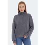 Slazenger VIEWER OVERSIZE Kadın Sweatshirt Koyu Gri