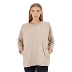 Slazenger VIKENTI SW Kadın Cepli Oversıze Bej Sweatshırt