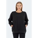 Slazenger VIKENTI SW Oversize Kadın Cepli Oversıze Siyah Sweatshirt