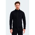 Slazenger VISUAL Erkek Fermuarlı Dik Yaka Cepli Siyah Sweatshirt