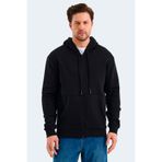 Slazenger VONDA Erkek Fermuarlı Kapüşonlu Cepli Siyah Sweatshirt