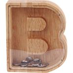 SLD Ahşap Para Kavanoz Mektubu Şekilli Kişiselleştirilmiş Şeffaf Pencere Burly Coin Bankası Çocuk Oyuncakları (18 * 18 * 3 Cm)