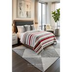 Sleep Garden Yatak Örtüsü/Battaniye Çift Taraflı Kırmızı Çizgili Peluş Çift Kişilik 200x220