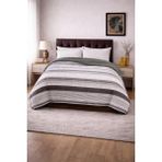 Sleep Garden Yatak Örtüsü/battaniye Gri Çizgili Peluş Çift Taraflı - Renkli - 200 x 220 cm