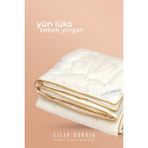Sleep Garden Yün Biyeli Şık Bebek Yorgan 95X145 Jüt Keten Çantalı - Ekru