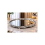 Sleep Nova Platinum Mirror Gümüş Aynalı Dekoratif Tepsi Modern Salon Konsol Sehpa Dekoru