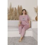 sleeproom BÜYÜK BEDEN LİKRALI RİNG VİSKON KISA KOL YAZLIK PİJAMA TAKIM