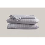 Sleeptown Keten Görünümlü Armürlü Pamuk Nevresim Takımı Gri-Bej / 160X220 Tek Kişilik-200X220 Çift Kişilik