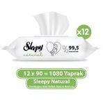 Sleepy 12x90'lı Natural Yenidoğan Islak Mendili