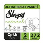 Sleepy 2li Jumbo Bebek Bezi 272 Adet Bantlı Bez 2no Mini Kilo Aralığı Ekstra Yumuşak