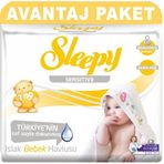 Sleepy 3x90 Yaprak Sensitive Plastik Kapaklı Islak Havlu Mendil