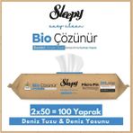 Sleepy Bio Çözünür Yüzey Temizlik Havlusu - Mendili 2li / Deniz Tuzu & Deniz Yosunu 2X50 ( 100 Yaprak )