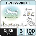 Sleepy Bio Natural 3 Numara Midi Bebek Bezi 100 Adet Bantlı 4 - 10 Kg Ekstra Yumuşak Koruma