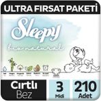 Sleepy Bio Natural No:3 Midi 210 Adet Bebek Bezi