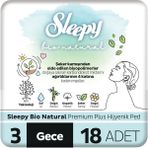 Sleepy Bio Natural Premium Plus 18 Adet Gece Hijyenik Ped Sızıntı Önleyici Teknoloji ile Konfor