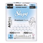 Sleepy Bio Natural Premium Plus Airbag Comfort No:1 Yenidoğan 64 Adet Bebek Bezi