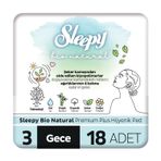 Sleepy Bio Natural Premium Plus Hijyenik 6x18 Adet Gece Ped