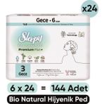 Sleepy Bio Natural Premium Plus Hijyenik Ped Gece 6X24 Ped (144 Adet)