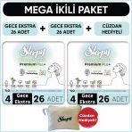 Sleepy Bio Natural Premium Plus Hijyenik Ped Mega Paket Gece Extra 26X2 (52 Adet) + Cüzdan Hediyeli