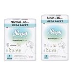 Sleepy Bio Natural Premium Plus Hijyenik Ped Mega Paket Normal 46 Adet+Uzun 36 Adet+Cüzdan Hediyeli