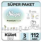 Sleepy Bio Natural Premium Plus Süper Paket Külot Bez 3 Numara Midi 112 Adet