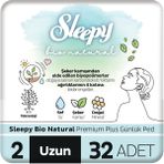 Sleepy Bio Natural Premium Plus Uzun 32 Adet Günlük Ped Gün Boyu Konfor ve Sızıntı Önleyici
