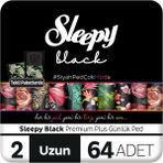 Sleepy Black Premium Plus 64 Adet Uzun Ped Günlük Kullanım İçin Sızıntı Önleyici Teknoloji ile Rahat