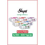 Sleepy Easy Clean Premium + Çiçek Serisi Yüzey Temizlik Havlusu Mendili 6x100 Karma Paket