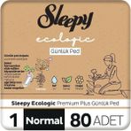 Sleepy Ecologic 80 Adet Premium Plus Normal Günlük Ped Nefes Alabilen Yüzey ile Konfor - 1