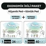 Sleepy Ekonomik Ikili Paket (Bio Natural Premium Plus Hijyenik Ped Normal 24'lü + Günlük Ped Normal 40'lı)