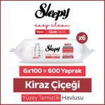 Sleepy Kiraz Çiçeği Yüzey Temizlik Havlusu Mendili 6x100 Yaprak Güçlendirilmiş Doğal Formül