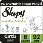 Sleepy Natural 2'li Fırsat Paketi 6 Numara Xlarge Bebek Bezi 92 Adet - 5 Beden (11 - 18 kg)