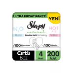 Sleepy Natural Double Soft Ultra Fırsat Paketi Bebek Bezi 4 Numara Maxi 200 Adet